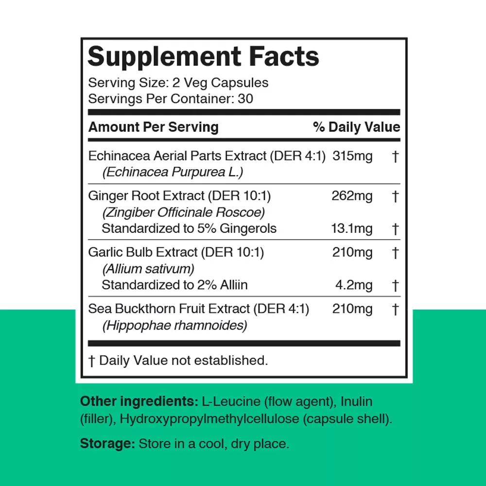 VITAMIN360 - IMMUNE SUPPORT WITH ECHINACEA, GINGER ROOT & GARLIC - 60 KAPSZULA