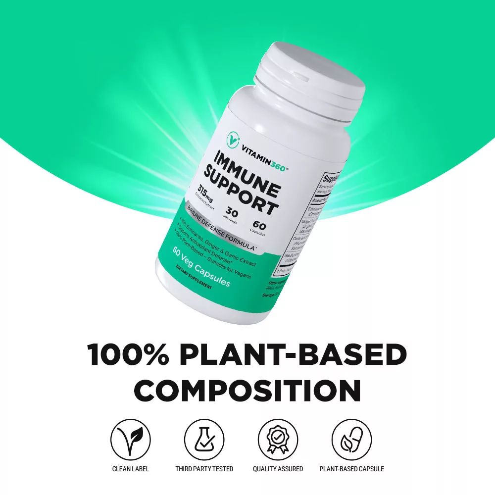 VITAMIN360 - IMMUNE SUPPORT WITH ECHINACEA, GINGER ROOT & GARLIC - 60 KAPSZULA