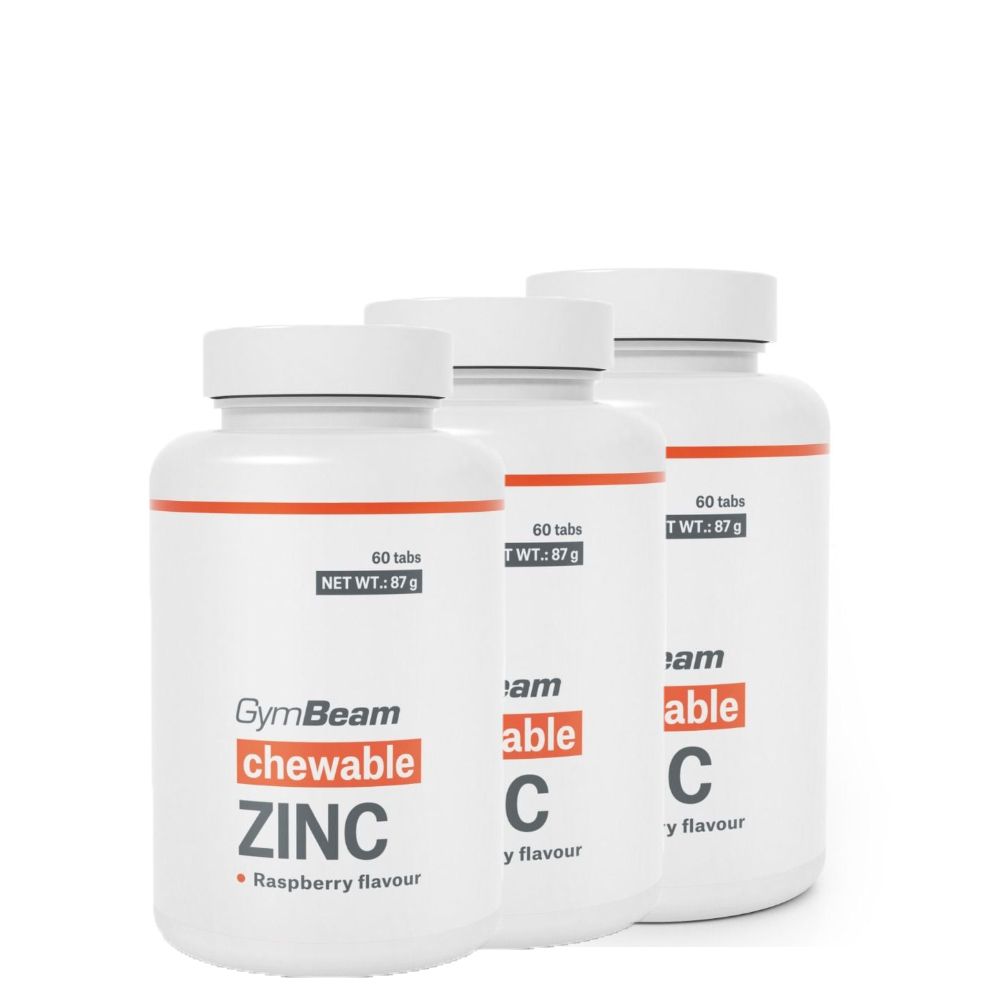 GYMBEAM - CHEWABLE ZINC - MÁLNA ÍZ - 3 x 60 RÁGÓTABLETTA