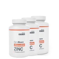 GYMBEAM - CHEWABLE ZINC - MÁLNA ÍZ - 3 x 60 RÁGÓTABLETTA