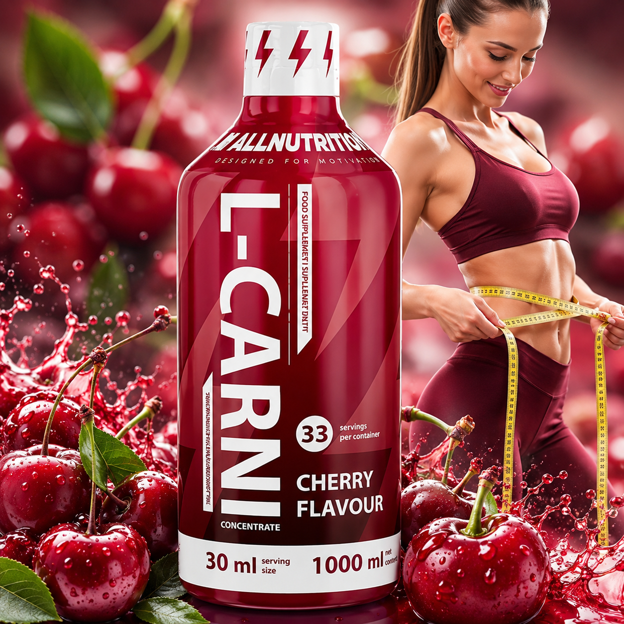 ALLNUTRITION - L-CARNI CONCENTRATE - FOLYÉKONY L-KARNITIN KONCENTRÁTUM - 1000 ML - CSERESZNYE