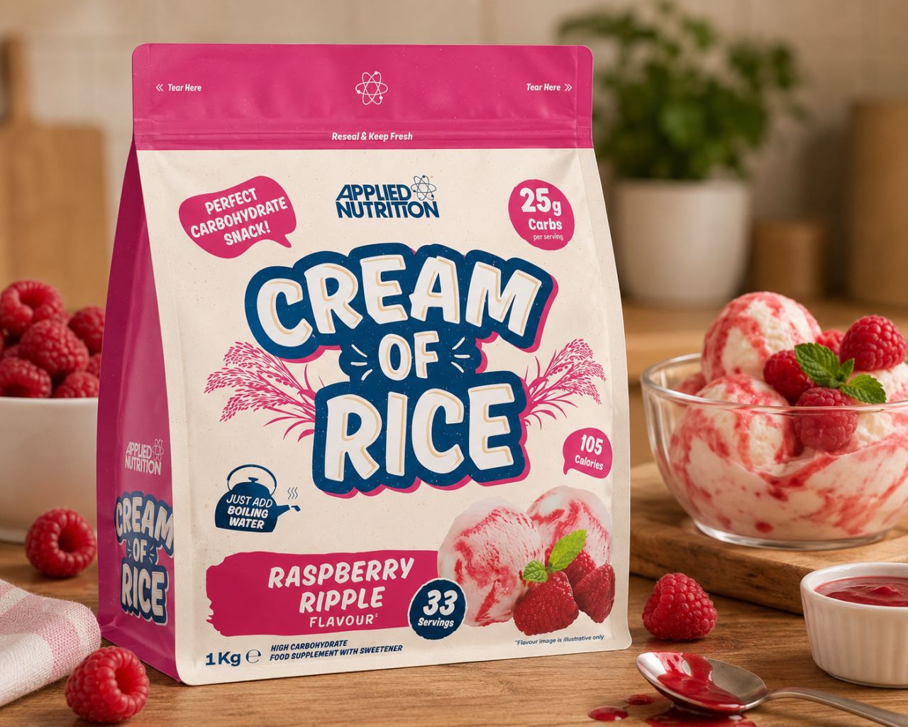 APPLIED NUTRITION - CREAM OF RICE - 1000 G - MÁLNÁS-VANÍLIÁS DESSZERTÍZ