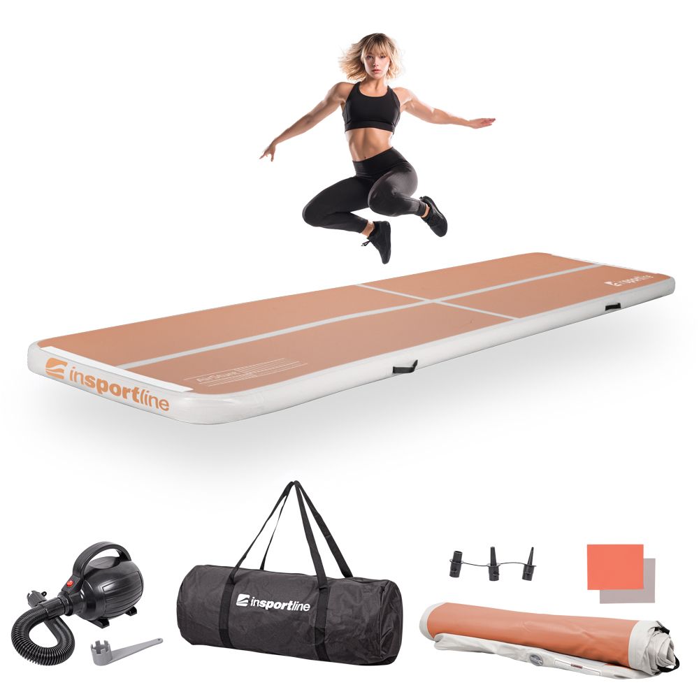 INSPORTLINE - AIRTRACK TORNASZŐNYEG AIRSTUNT 400X100X10 CM MOCHA MOUSSE ELEKTROMOS PUMPÁVAL