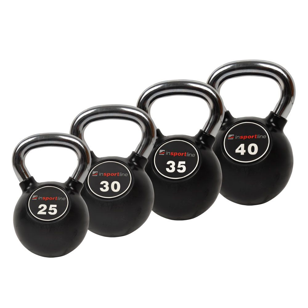 INSPORTLINE - GUMIS HARANGSÚLY KRÓMOZOTT FOGANTYÚVAL KETLEBEL 25 KG INSPORTLINE - GUMIS HARANGSÚLY KRÓMOZOTT FOGANTYÚVAL KETLEBEL 25 KG