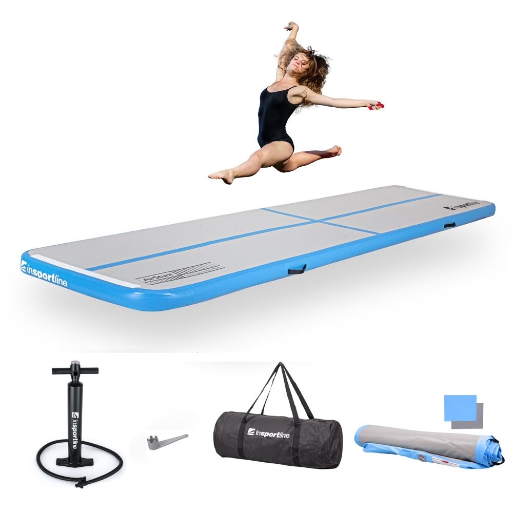 INSPORTLINE - AIRTRACK KÉZI PUMPÁVAL AIRSTUNT 400X100X10 CM - FEHÉR-KÉK