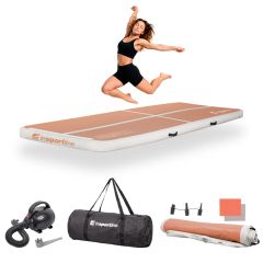 INSPORTLINE - AIRTRACK TORNASZŐNYEG AIRSTUNT 300X100X10 CM MOCHA MOUSSE ELEKTROMOS PUMPÁVAL