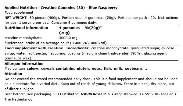 APPLIED NUTRITION - CREATINE GUMMIES - 80 DB