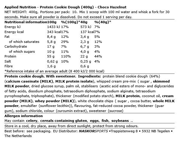 APPLIED NUTRITION - PROTEIN COOKIE DOUGH - 400 G APPLIED NUTRITION - PROTEIN COOKIE DOUGH - 400 G