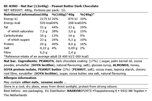 BE-KIND - NUT BAR - 12 X 40 G BE-KIND - NUT BAR - 12 X 40 G