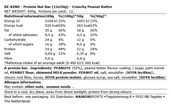BE-KIND - PROTEIN NUT BAR - 12 X 50 G BE-KIND - PROTEIN NUT BAR - 12 X 50 G