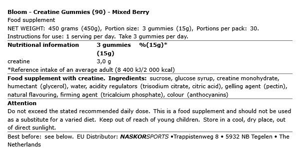 BLOOM - CREATINE GUMMIES - 90 DB