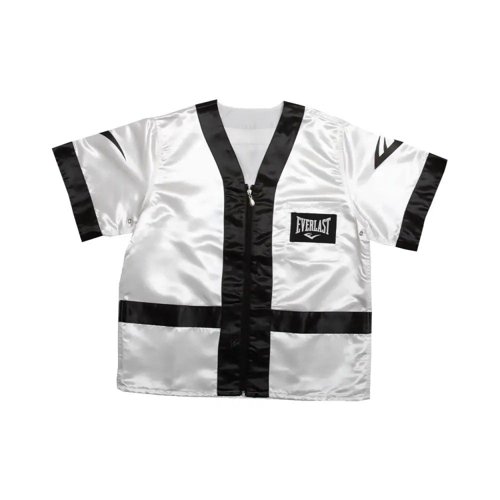 EVERLAST - 100% POLYESTER SATIN CORNER JACKET - WHITE/BLACK