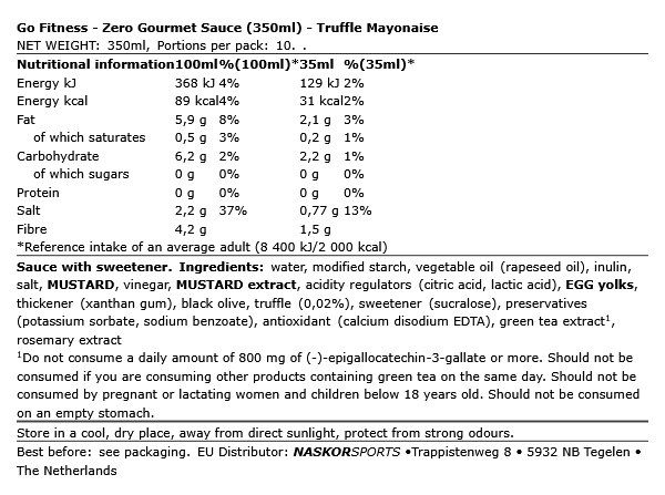 GO FITNESS - ZERO GOURMET SAUCE - TRUFFLE MAYONAISE - 350 ML