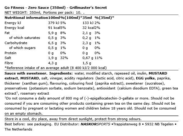 GO FITNESS - ZERO SAUCE - 350 ML