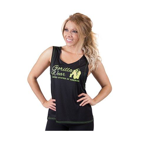 GORILLA WEAR - ODESSA CROSS BACK TANK TOP - BLACK/NEON LIME