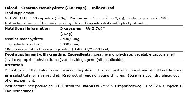 INLEAD - CREATINE MONOHYDRATE - 300 KAPSZULA