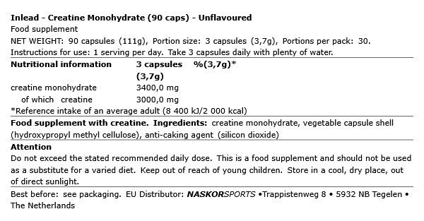 INLEAD - CREATINE MONOHYDRATE - 90 KAPSZULA