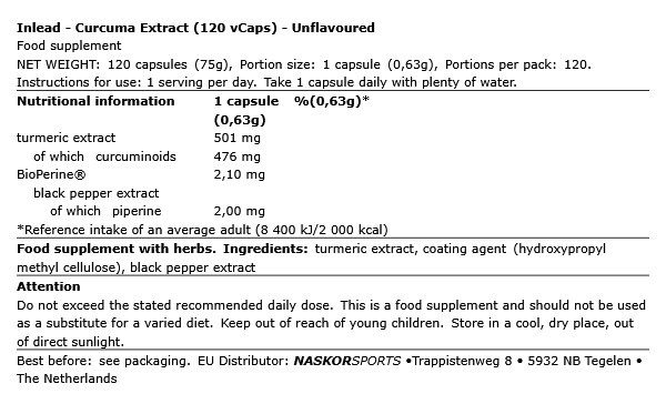INLEAD - CURCUMA EXTRACT - 120 KAPSZULA