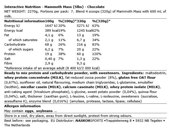 INTERACTIVE NUTRITION - MAMMOTH MASS - 2270 G
