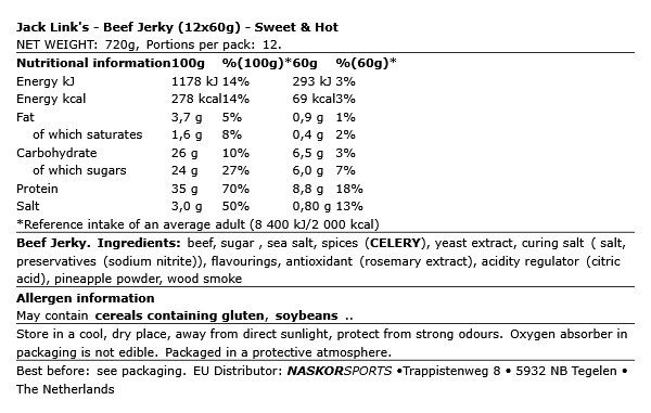 JACK LINK'S - BEEF JERKY - 12 X 60 G JACK LINK'S - BEEF JERKY - 12 X 60 G