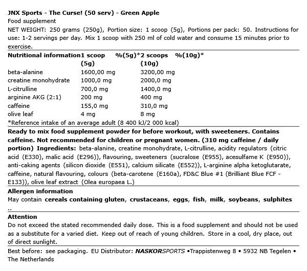 JNX SPORTS - THE CURSE! - 250 G