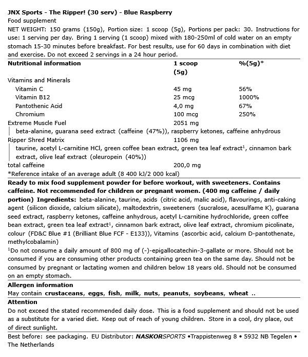 JNX SPORTS - THE RIPPER! - 150 G
