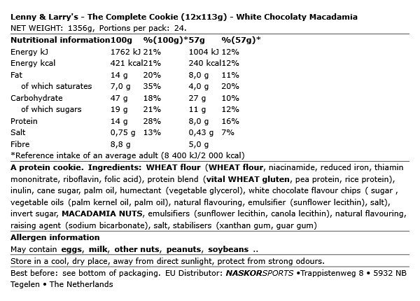LENNY & LARRY'S - THE COMPLETE COOKIE - 12 X 113 G