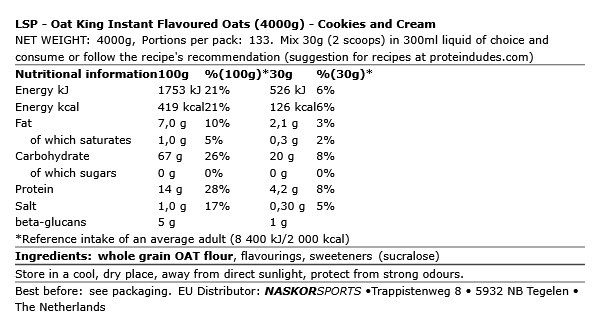 LSP - OAT KING INSTANT FLAVOURED OATS - 4000 G