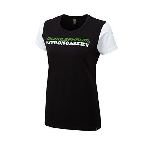 MUSCLEPHARM - WOMENS STRONG & SEXY T-SHIRT BLACK - GREEN - MPLTS486