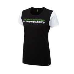 MUSCLEPHARM - WOMENS STRONG & SEXY T-SHIRT BLACK - GREEN - MPLTS486