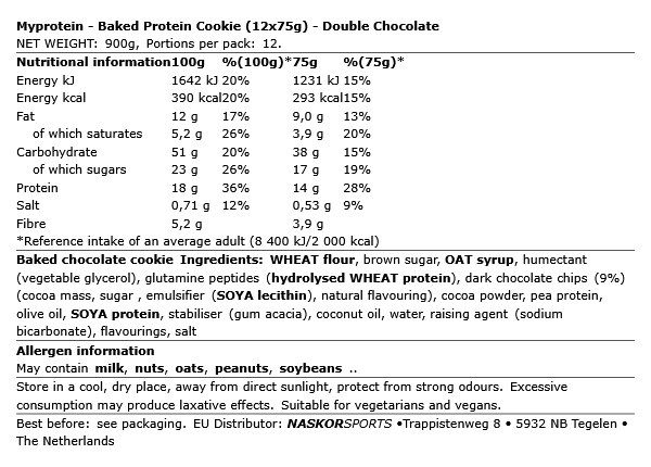 MYPROTEIN - BAKED PROTEIN COOKIE - 12 X 75 G