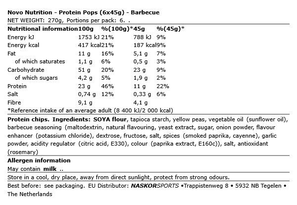 NOVO NUTRITION - PROTEIN POPS - 6 X 45 G