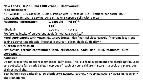 NOW - B-2 100MG - 100 KAPSZULA