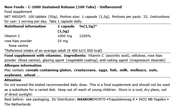 NOW - C-1000 SUSTAINED RELEASE - 100 TABLETTA