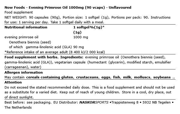 NOW - EVENING PRIMROSE OIL 1000MG - 90 KAPSZULA