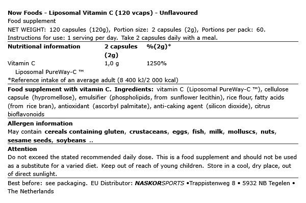 NOW - LIPOSOMAL VITAMIN C - 120 KAPSZULA