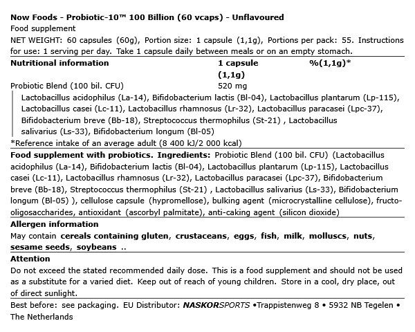 NOW - PROBIOTIC-10™ 100 BILLION - 60 KAPSZULA