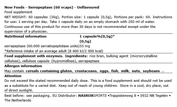 NOW - SERRAPEPTASE - 60 KAPSZULA NOW - SERRAPEPTASE - 60 KAPSZULA