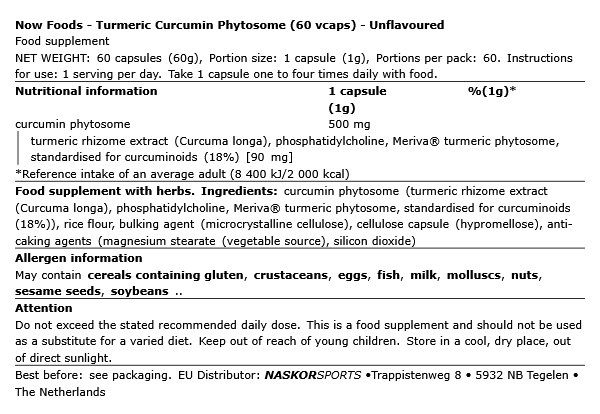 NOW - TURMERIC CURCUMIN PHYTOSOME - 60 KAPSZULA