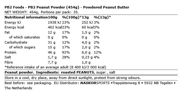 PB2 FOODS - PB2 PEANUT POWDER - 454 G