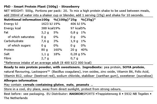 PHD NUTRITION - SMART PROTEIN PLANT - 500 G PHD NUTRITION - SMART PROTEIN PLANT - 500 G