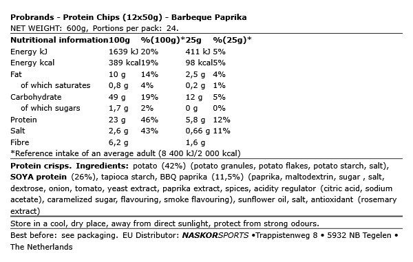 PROBRANDS - PROTEIN CHIPS - 12 X 50 G PROBRANDS - PROTEIN CHIPS - 12 X 50 G