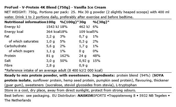 PROFUEL - V-PROTEIN 4K BLEND - 750 G PROFUEL - V-PROTEIN 4K BLEND - 750 G