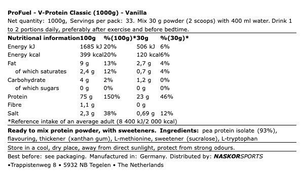 PROFUEL - V-PROTEIN CLASSIC - 1000 G PROFUEL - V-PROTEIN CLASSIC - 1000 G