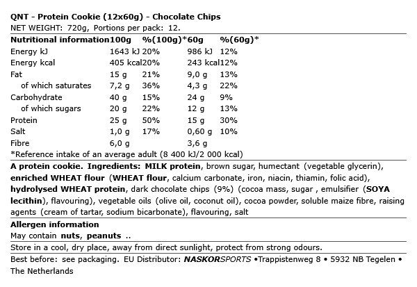 QNT SPORT - PROTEIN COOKIE - 12 X 60 G