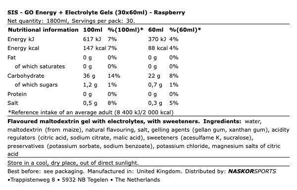 SIS - GO ENERGY + ELECTROLYTE GELS - 30 X 60 ML