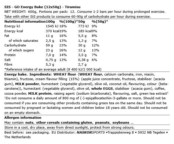 SIS - GO ENERGY BAKE - 12 X 50 G