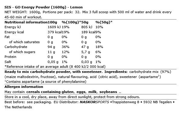 SIS - GO ENERGY POWDER - 1600 G