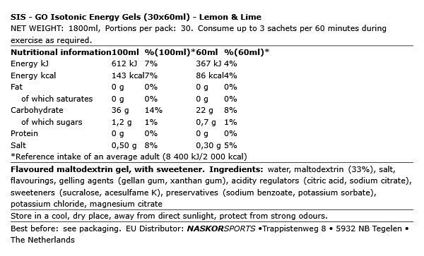 SIS - GO ISOTONIC ENERGY GELS - 30 X 60 ML