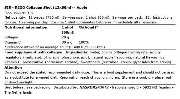 SIS - REGO COLLAGEN SHOT - APPLE - 12 X 60 ML